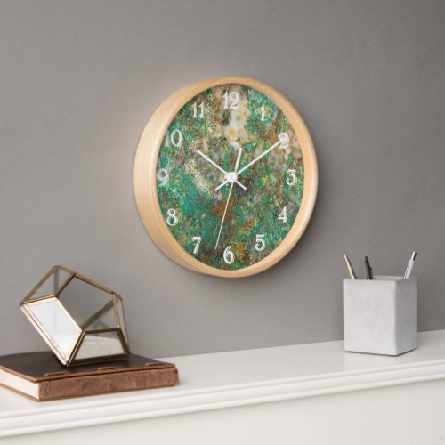 Green SerpentineChrysocolla Mineral Stone Clock