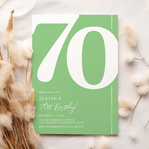 Green Seventy 70th Birthday Party Invitation