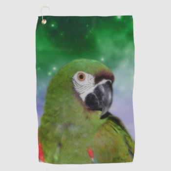 Green Severe Macaw Parrot Bird Art  Golf Towel by SmilinEyesTreasures at Zazzle