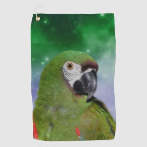 Green Severe Macaw Parrot Bird Art  Golf Towel