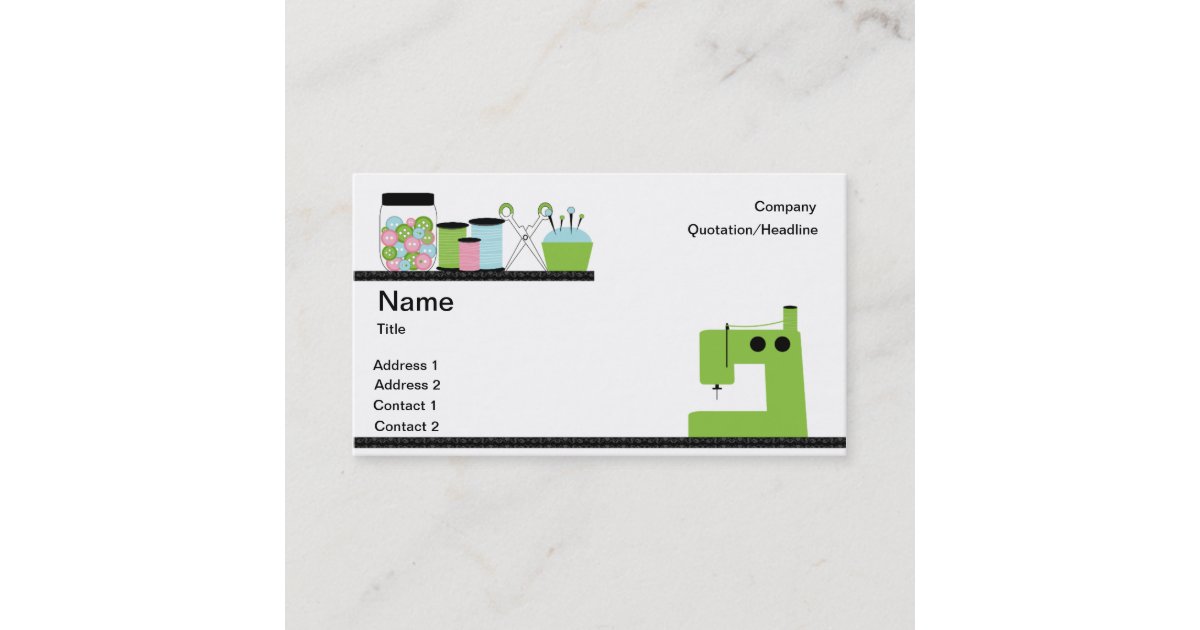 Green Sewing Machine Business Card