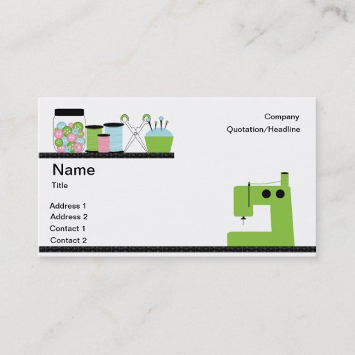 Customizable Green Sewing Machine Business Cards
