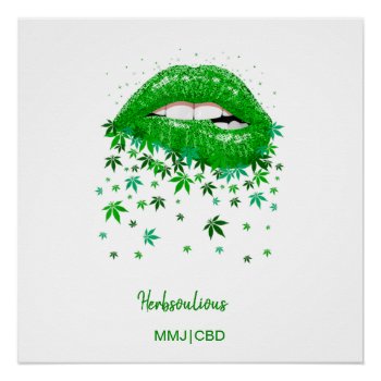 Green Sexy Mmj Lips Poster by businesscardsforyou at Zazzle