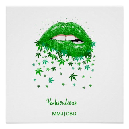 Green Sexy Mmj Lips Poster