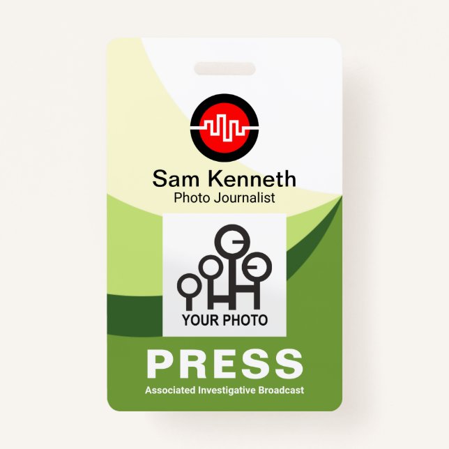 Green Shade Curvature Waves Press Photo Template Badge (Front)