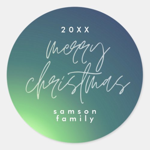 Green Shade Elegant Christmas Gradient Holiday Classic Round Sticker