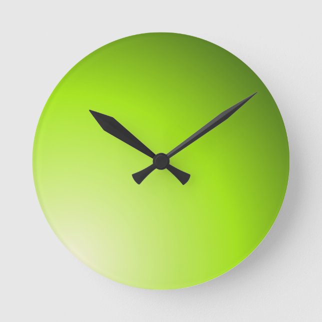 Green Shades of Lime Round Clock (Front)