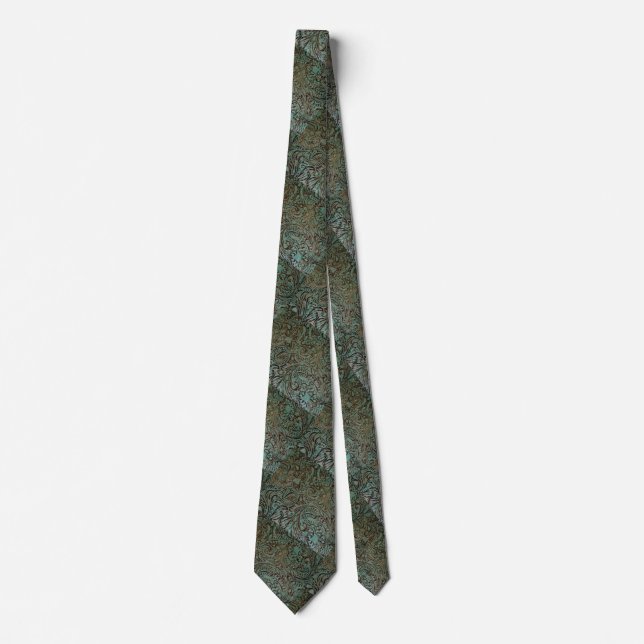 Green Shades of Western Design Pasley Neck Tie (Front)