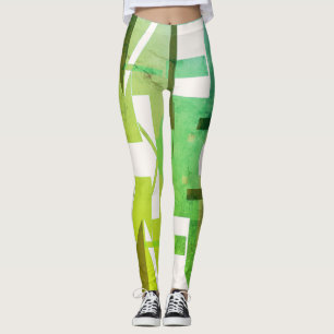 Green Shades on Off-White MCM Patterned Look Leggings