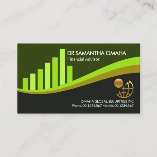 Green Shades Share Graph Financial Advisor Business Card