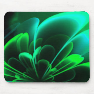 Green Shades Stylized Flower Half Corolla Mouse Pad