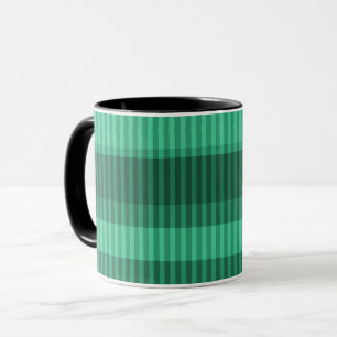 Green shades vertical striped pattern mug