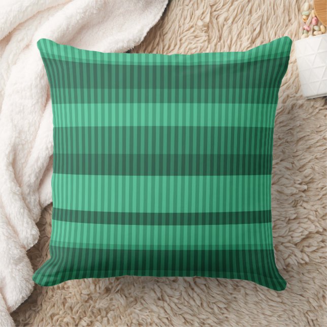 Green shades vertical striped pattern throw pillow (Blanket)