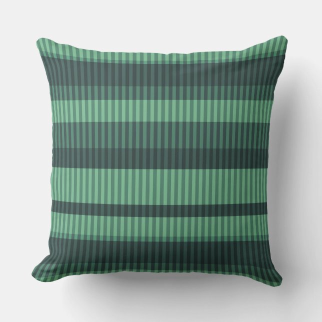 Green shades vertical striped pattern throw pillow (Front)