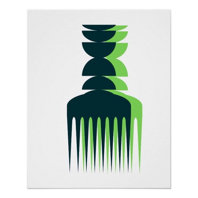 Green Shadow Afro Pick Poster (Front)