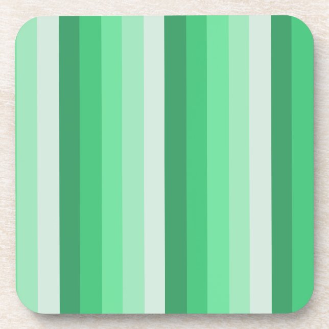 Green shadow stripes beverage coaster (Front)
