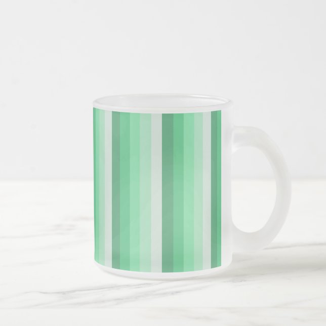 Green shadow stripes frosted glass coffee mug (Right)
