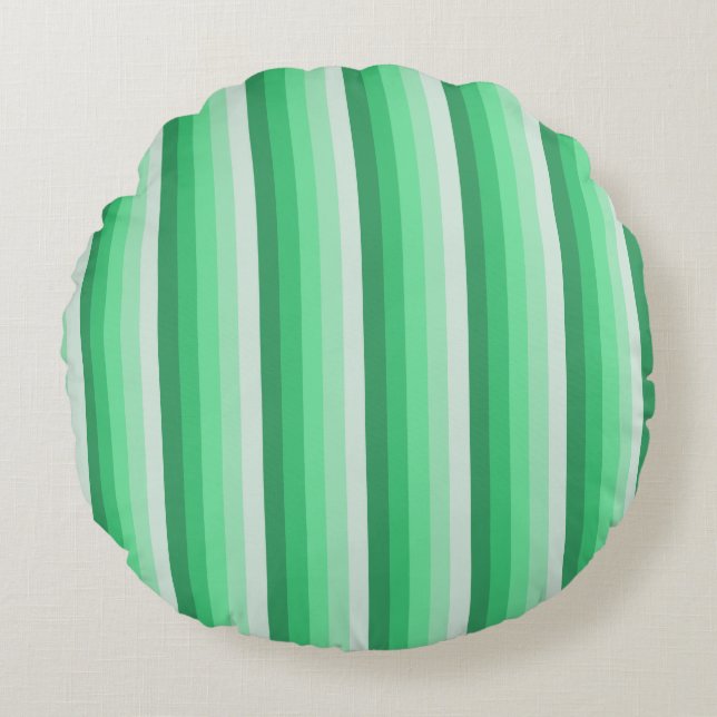 Green shadow stripes round pillow (Front)