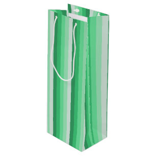 Green shadow stripes wine gift bag