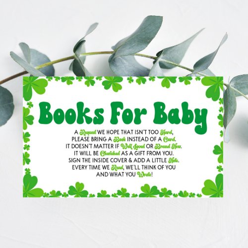 Green Shamrock Baby Shower Books For Baby Card