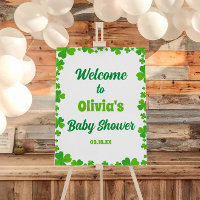 Green Shamrock Baby Shower Welcome Sign