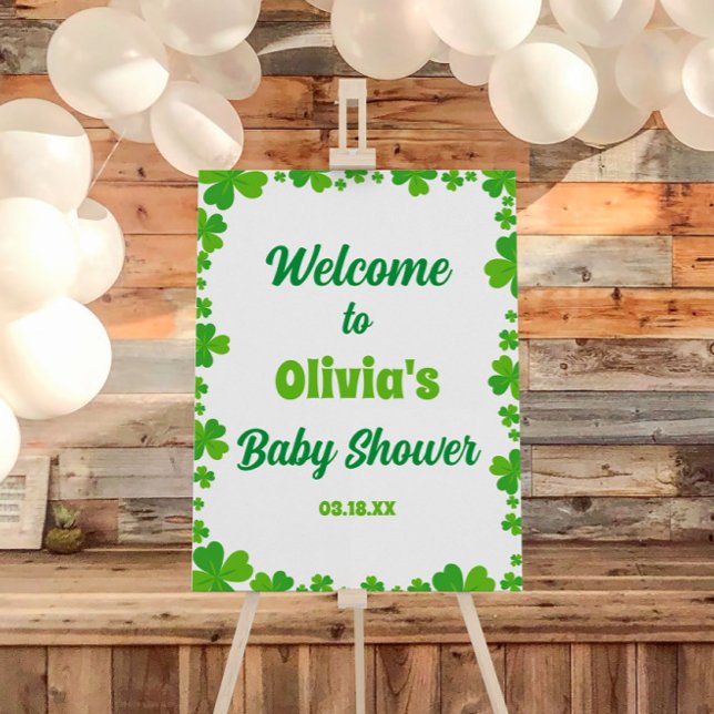 Green Shamrock Baby Shower Welcome Sign (Creator Uploaded)