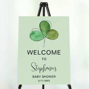 Green Shamrock Baby Shower Welcome Sign