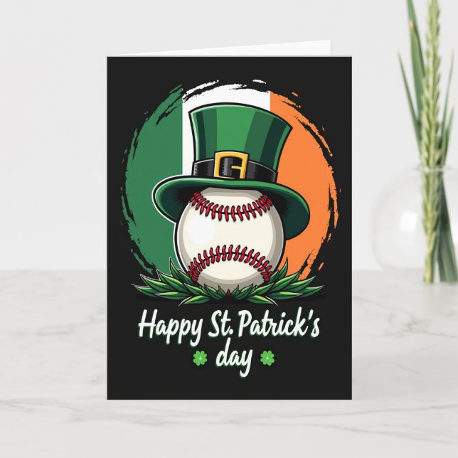 Green Shamrock Baseball Pattern Card (Front)