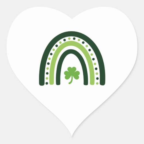 Green Shamrock Boho Rainbow St Patricks Day T_Sh Heart Sticker