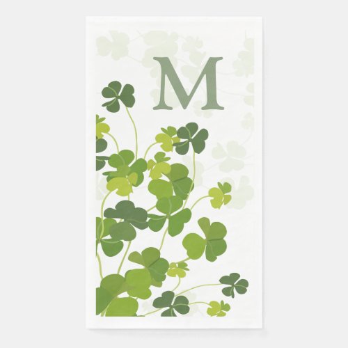 Green Shamrock bouquet monogram Paper Guest Towels