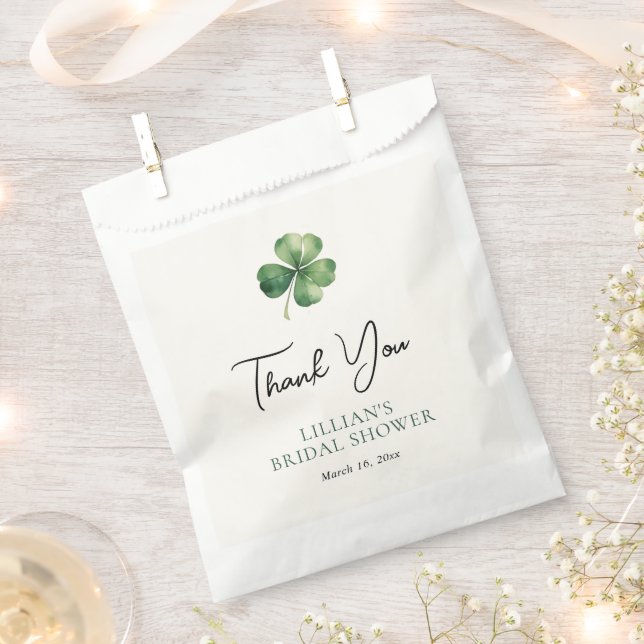 Green Shamrock Bridal Shower Favor Bag (Clipped)