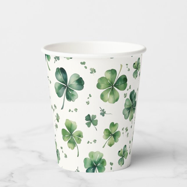 Green Shamrock Bridal Shower  Paper Cups (Back)