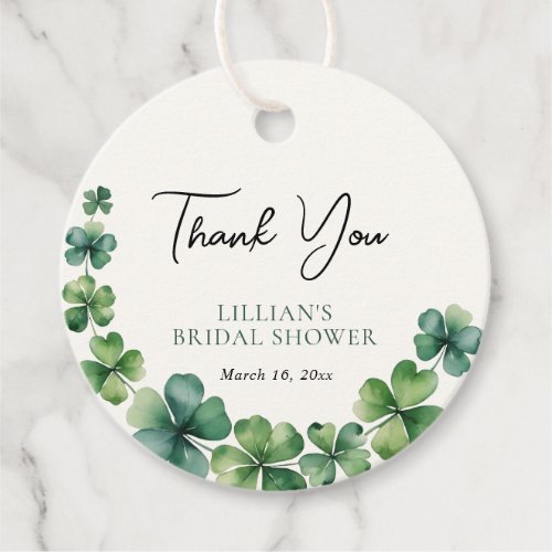Green Shamrock Bridal Shower Thank You Favor Tags