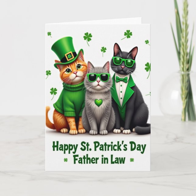 Green Shamrock Cats Card (Front)