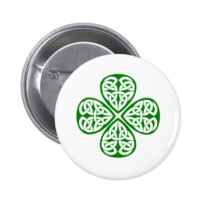 green shamrock celtic knot button