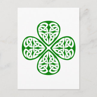 green shamrock celtic knot postcard
