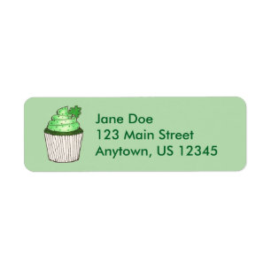 Green Shamrock Clover Cupcake St. Patrick's Day Label