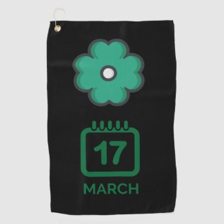 Green shamrock clover for St. Patrick's Day    Gol Golf Towel