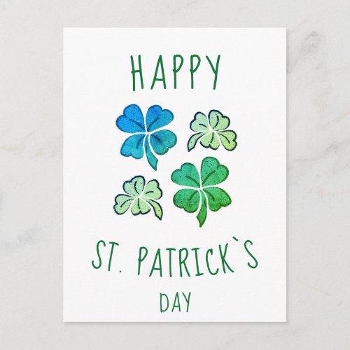 Green Shamrock Clover Happy St Patricks day  Postcard