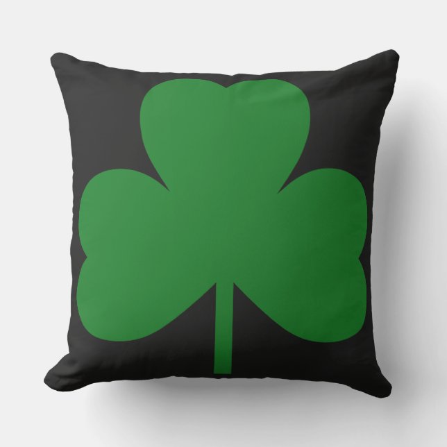 Green Shamrock Clover Outdoor Pillow (Front)