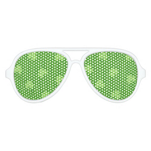 Green Shamrock Clover Pattern Saint Patricks Day Aviator Sunglasses