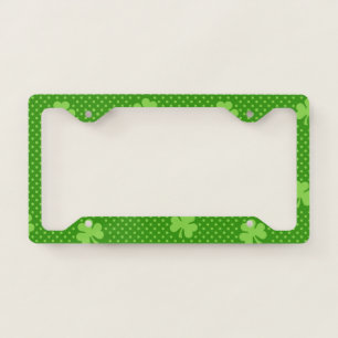 Green Shamrock Clover Pattern Saint Patricks Day License Plate Frame