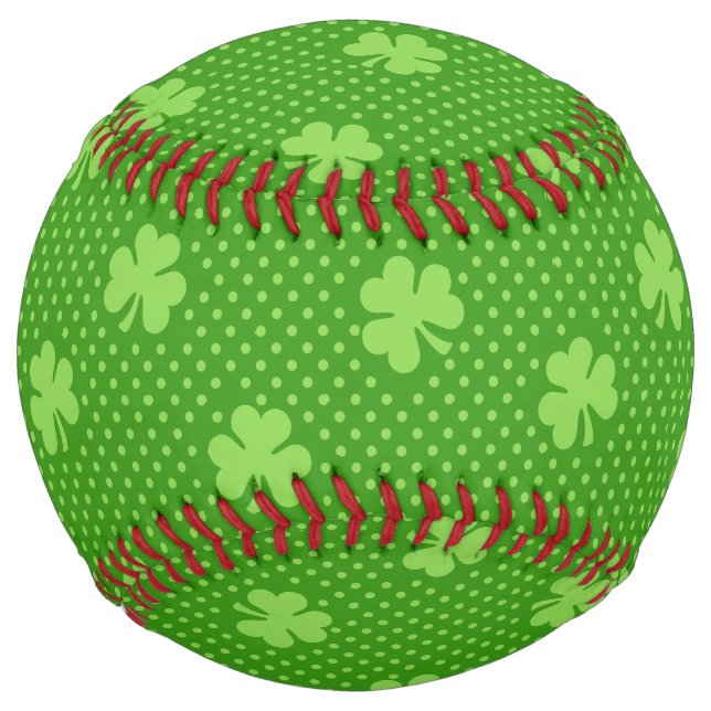 Green Shamrock Clover Pattern Saint Patricks Day Softball (Front)