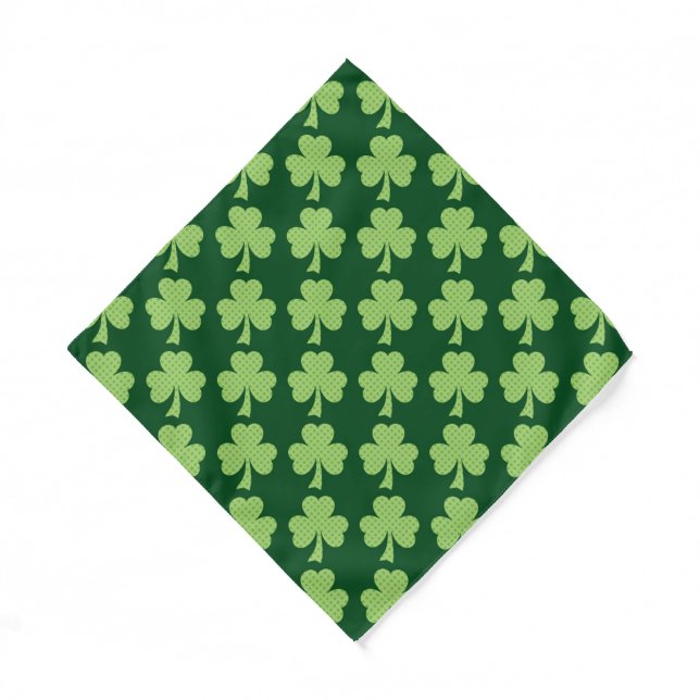 Green Shamrock Clover Polka dots pattern Bandana (Front)