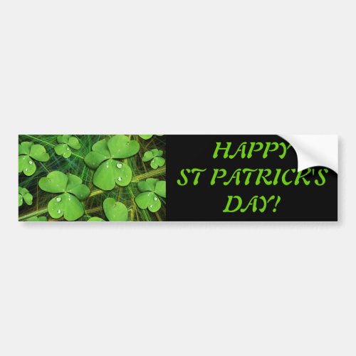 Green Shamrock Clover St Patricks Day Bumper Stic Bumper Sticker