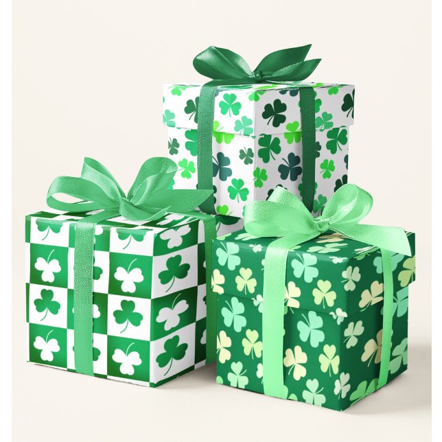 Green Shamrock Clover St Patrick's Day Irish Party Wrapping Paper Sheets (Creator Uploaded)