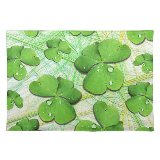Green Shamrock Clover St Patrick's Day Placemat (Front)