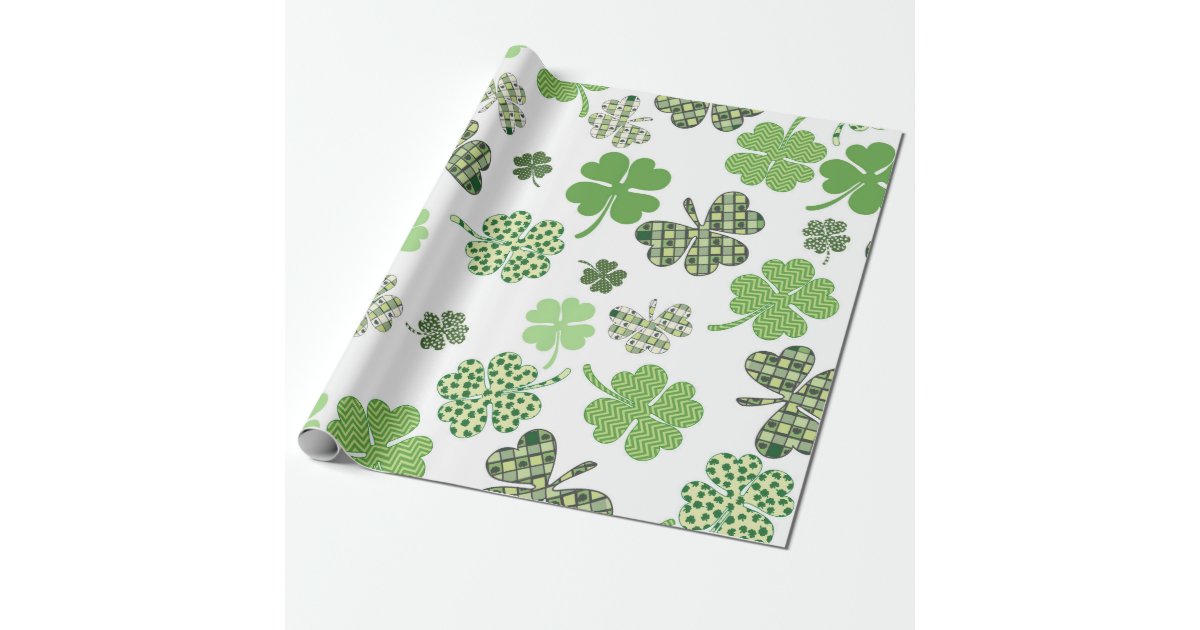 Green Shamrock Clover St. Patrick's Day Wrapping Paper | Zazzle