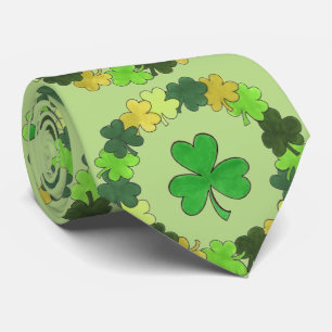 Green Shamrock Clover Wreath Irish St. Paddy's Tie