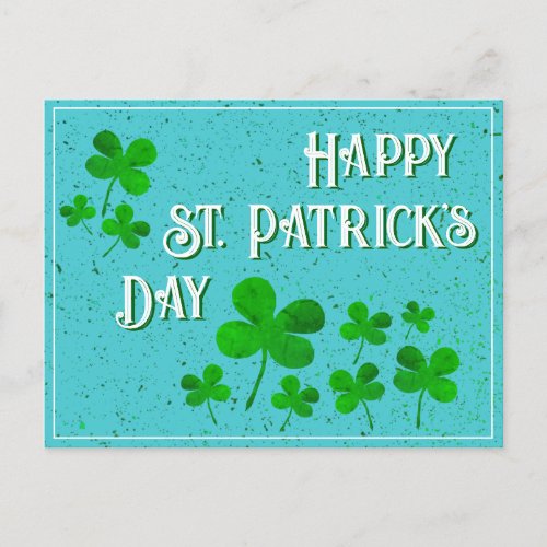 Green Shamrock Clovers Happy St Patricks Day Holiday Postcard